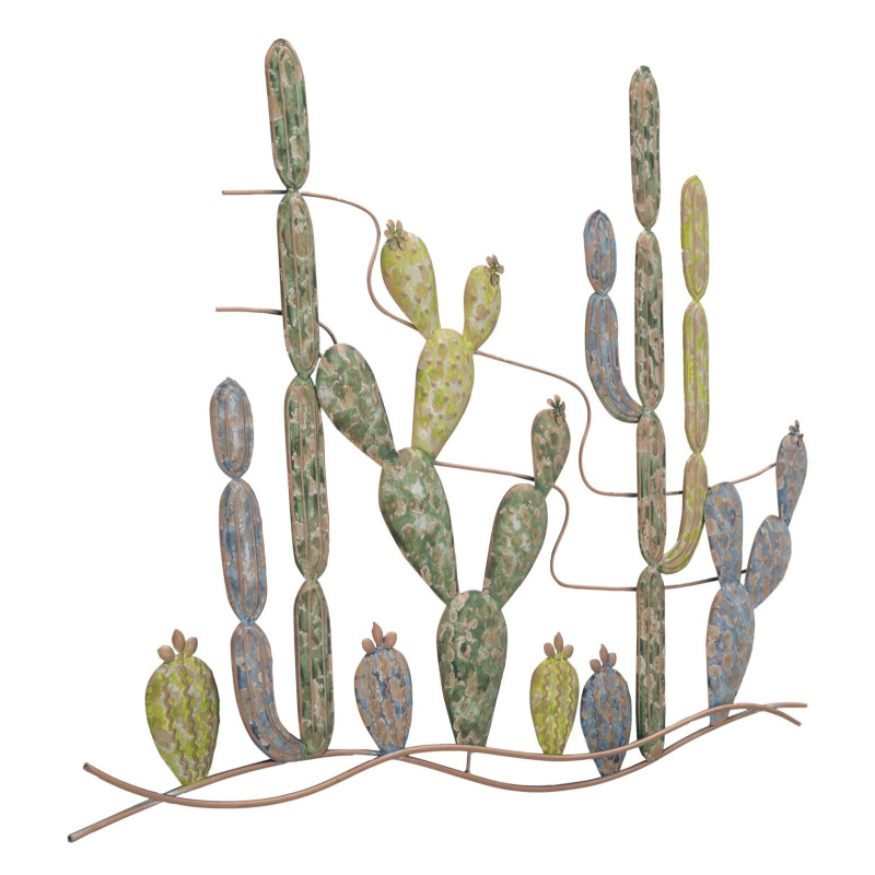 Déco murale moderne Cactus 90x64 en Métal Vert Cuivré Elvan 