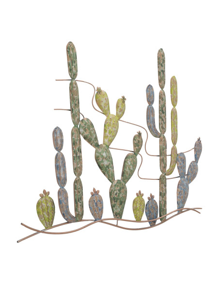 Déco murale moderne Cactus 90x64 en Métal Vert Cuivré Elvan 