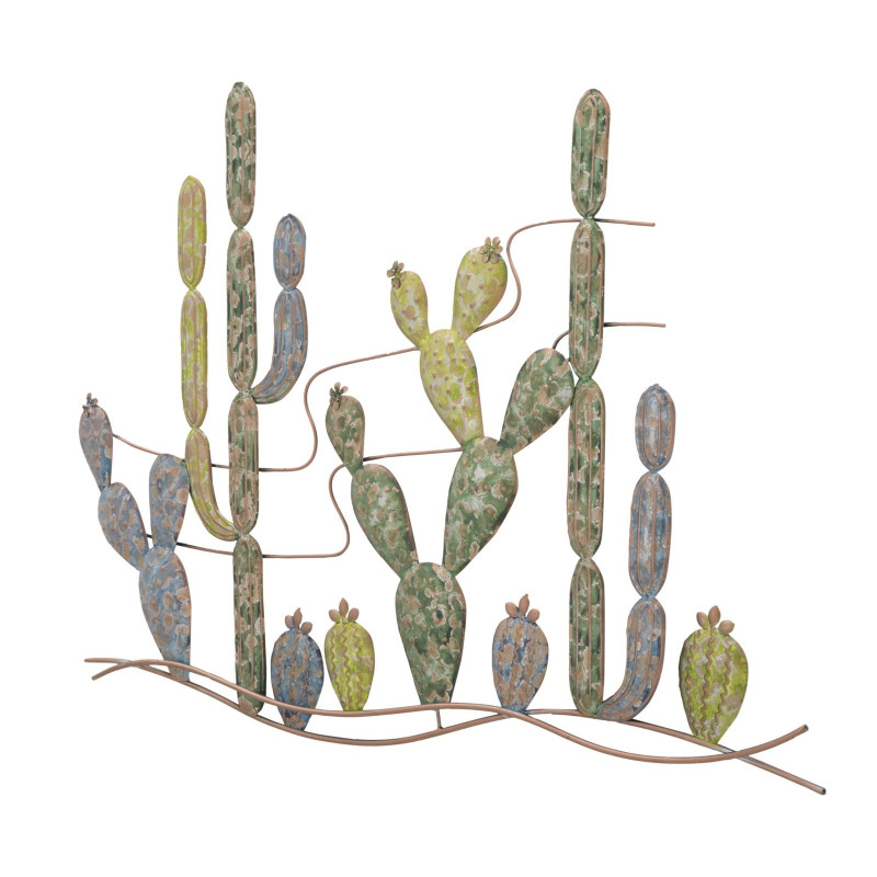 Déco murale moderne Cactus 90x64 en Métal Vert Cuivré Elvan 