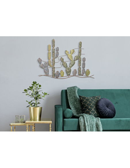 Déco murale moderne Cactus 90x64 en Métal Vert Cuivré Elvan 
