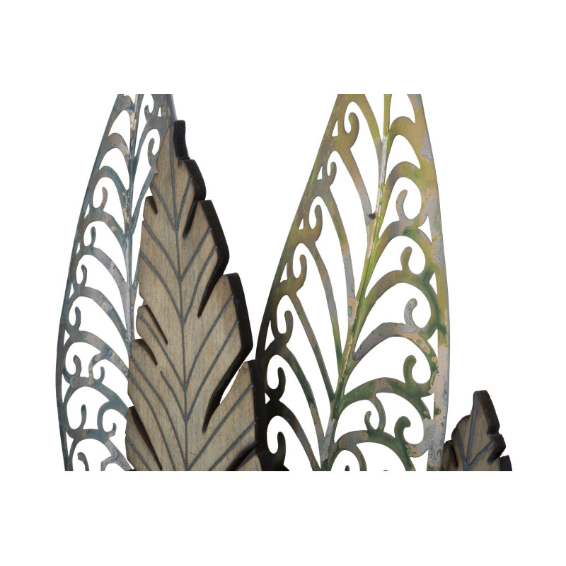 Grande déco murale Feuilles 75x87 en Métal Beige Bois Naturel Falin 
