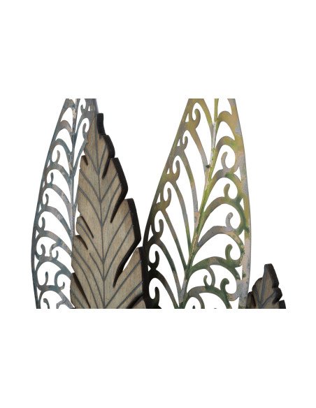 Grande déco murale Feuilles 75x87 en Métal Beige Bois Naturel Falin 