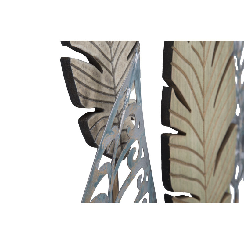 Grande déco murale Feuilles 75x87 en Métal Beige Bois Naturel Falin 