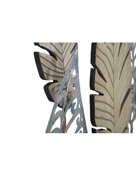 Grande déco murale Feuilles 75x87 en Métal Beige Bois Naturel Falin 