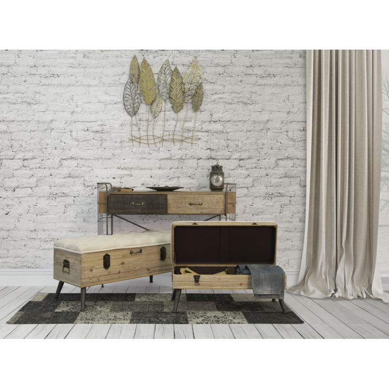 Grande déco murale Feuilles 75x87 en Métal Beige Bois Naturel Falin 