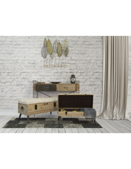 Grande déco murale Feuilles 75x87 en Métal Beige Bois Naturel Falin 