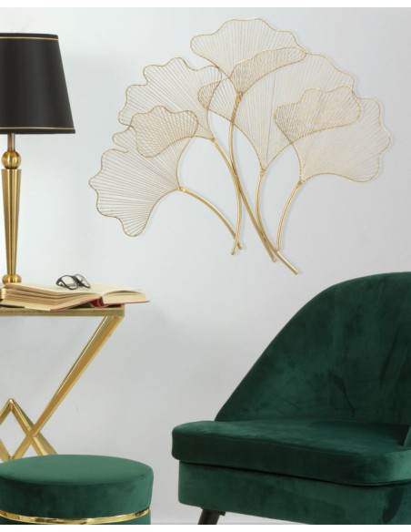 Déco murale moderne Feuilles 79x68 en Métal Doré Kylis 