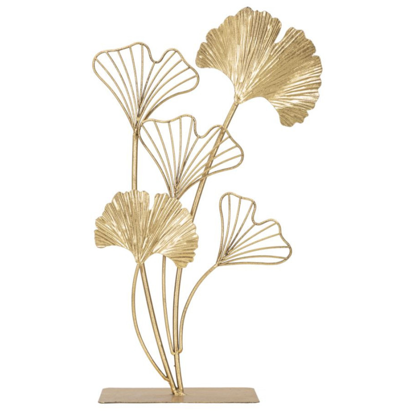 Grande Sculpture moderne sur pied Feuilles Hauteur 44 cm en Métal Doré Salyn 