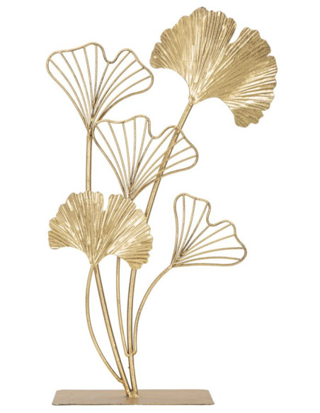 Grande Sculpture moderne sur pied Feuilles Hauteur 44 cm en Métal Doré Salyn 