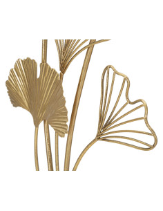 Grande Sculpture moderne sur pied Feuilles Hauteur 44 cm en Métal Doré Salyn 