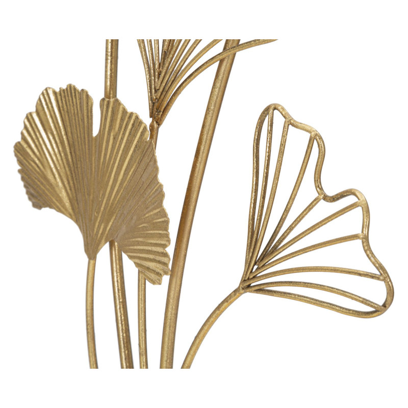 Grande Sculpture moderne sur pied Feuilles Hauteur 44 cm en Métal Doré Salyn 