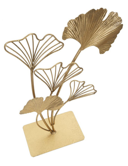 Grande Sculpture moderne sur pied Feuilles Hauteur 44 cm en Métal Doré Salyn 