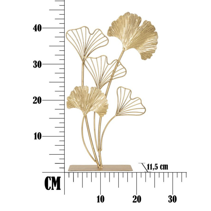 Grande Sculpture moderne sur pied Feuilles Hauteur 44 cm en Métal Doré Salyn 