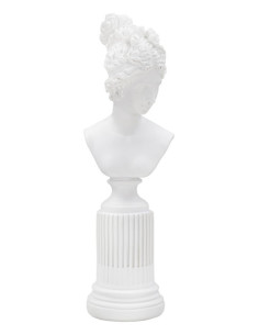 Statuette déco Buste Femme antique sur pied Hauteur 35 cm en Résine Blanc Vylia 
