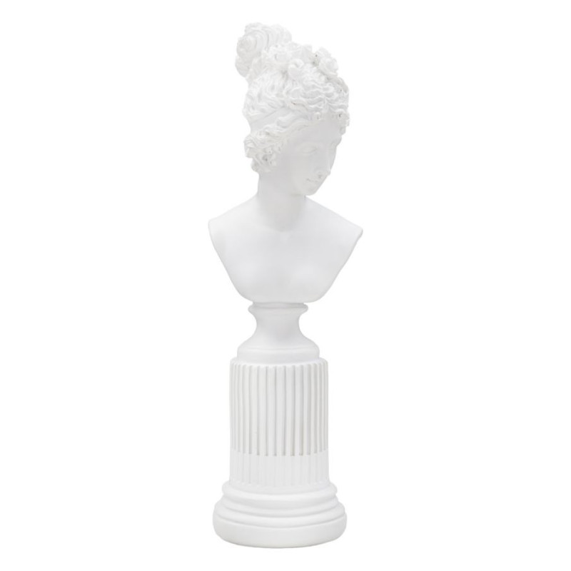 Statuette déco Buste Femme antique sur pied Hauteur 35 cm en Résine Blanc Vylia 