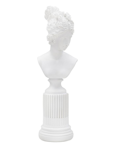 Statuette déco Buste Femme antique sur pied Hauteur 35 cm en Résine Blanc Vylia 