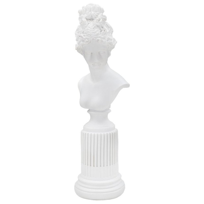 Statuette déco Buste Femme antique sur pied Hauteur 35 cm en Résine Blanc Vylia 