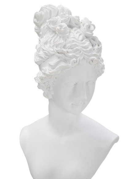 Statuette déco Buste Femme antique sur pied Hauteur 35 cm en Résine Blanc Vylia 