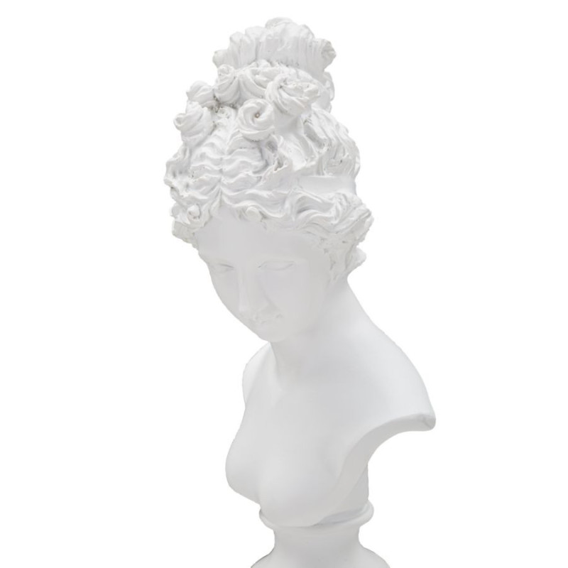 Statuette déco Buste Femme antique sur pied Hauteur 35 cm en Résine Blanc Vylia 