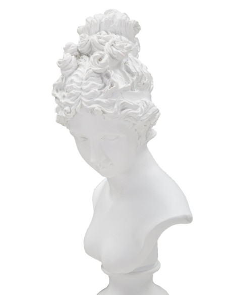 Statuette déco Buste Femme antique sur pied Hauteur 35 cm en Résine Blanc Vylia 
