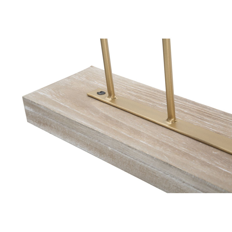 Grande Sculpture moderne sur pied 5 feuilles Hauteur 57 cm en Métal Doré Bois Naturel Nalen 