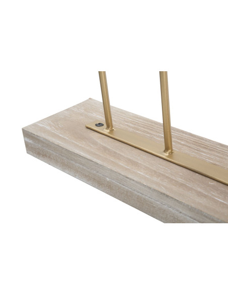 Grande Sculpture moderne sur pied 5 feuilles Hauteur 57 cm en Métal Doré Bois Naturel Nalen 