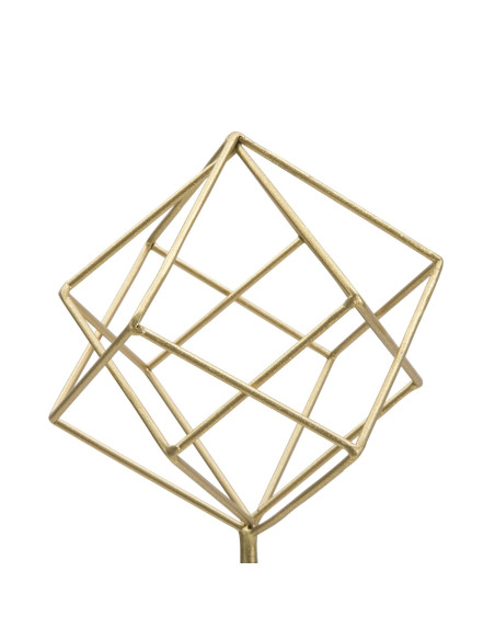 Sculpture moderne sur pied Forme géométrique Hauteur 52 cm en Métal Doré Marbre Blanc Tolir 