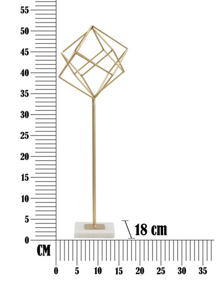 Sculpture moderne sur pied Forme géométrique Hauteur 52 cm en Métal Doré Marbre Blanc Tolir 