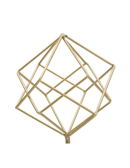 Sculpture moderne sur pied Forme géométrique Hauteur 41 cm en Métal Doré Marbre Blanc Tolir 