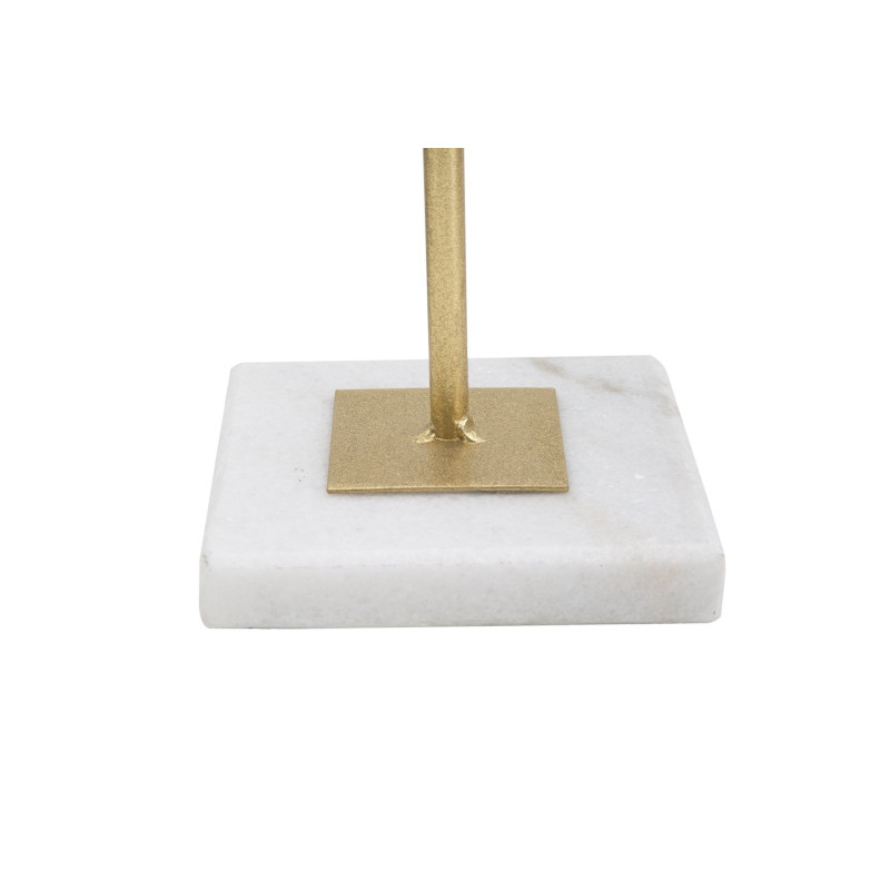 Sculpture moderne sur pied Forme géométrique Hauteur 41 cm en Métal Doré Marbre Blanc Tolir 