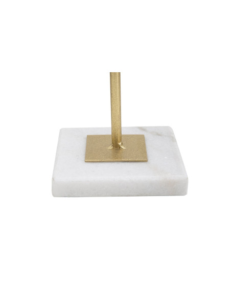 Sculpture moderne sur pied Forme géométrique Hauteur 41 cm en Métal Doré Marbre Blanc Tolir 