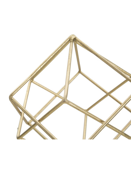 Sculpture moderne sur pied Forme géométrique Hauteur 41 cm en Métal Doré Marbre Blanc Tolir 