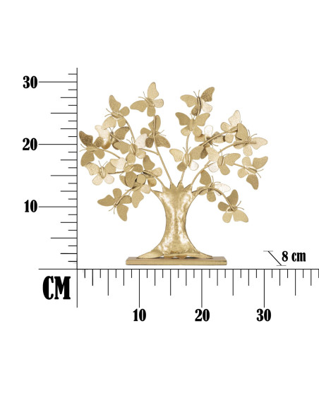 Sculpture moderne sur pied Arbre Papillons Hauteur 30 cm en Métal Doré Jalva 