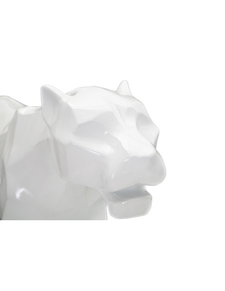 Grande statuette déco moderne Panthère 70 cm en Résine Blanc Mylen 