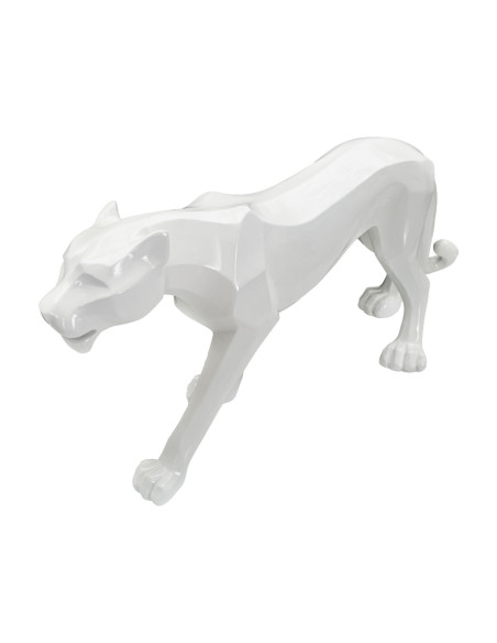 Grande statuette déco moderne Panthère 70 cm en Résine Blanc Mylen 