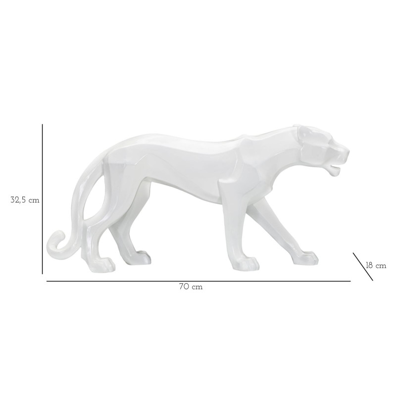 Grande statuette déco moderne Panthère 70 cm en Résine Blanc Mylen 