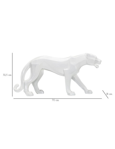 Grande statuette déco moderne Panthère 70 cm en Résine Blanc Mylen 