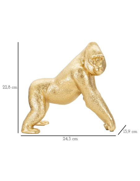Statuette déco moderne Gorille 24 cm en Résine Doré Zaryl 