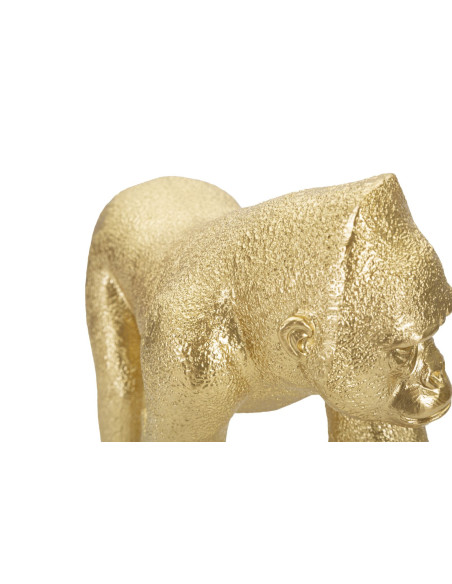 Statuette déco moderne Gorille 29 cm en Résine Doré Zeril 