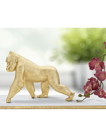 Statuette déco moderne Gorille 29 cm en Résine Doré Zeril 