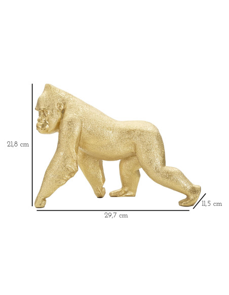 Statuette déco moderne Gorille 29 cm en Résine Doré Zeril 