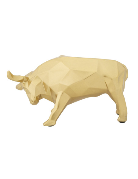 Statuette déco moderne Taureau 19 cm en Résine Doré Galyn 