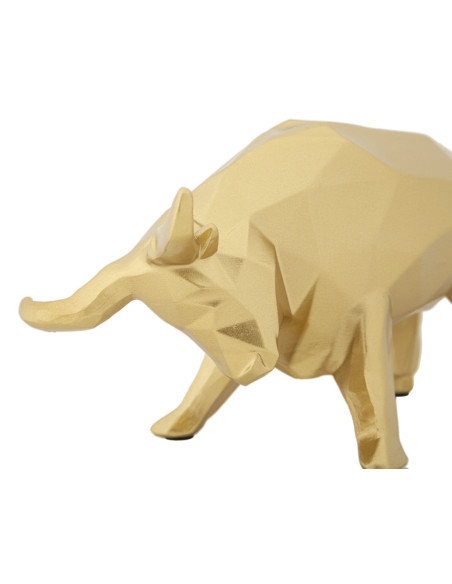 Statuette déco moderne Taureau 19 cm en Résine Doré Galyn 