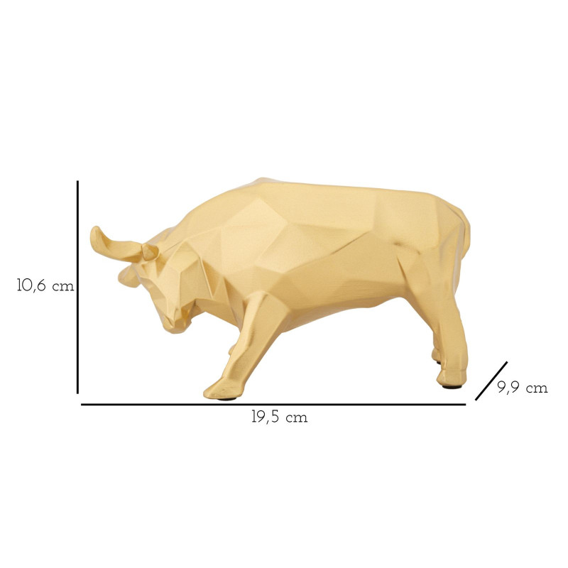 Statuette déco moderne Taureau 19 cm en Résine Doré Galyn 