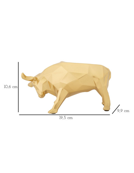 Statuette déco moderne Taureau 19 cm en Résine Doré Galyn 