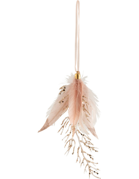 Suspension de Noël en Plume Rose Sequins Avec paillettes - 1