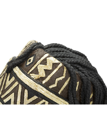 Statuette déco Buste Femme Maasaï Hauteur 45 cm en Résine Noir Doré Zelya 