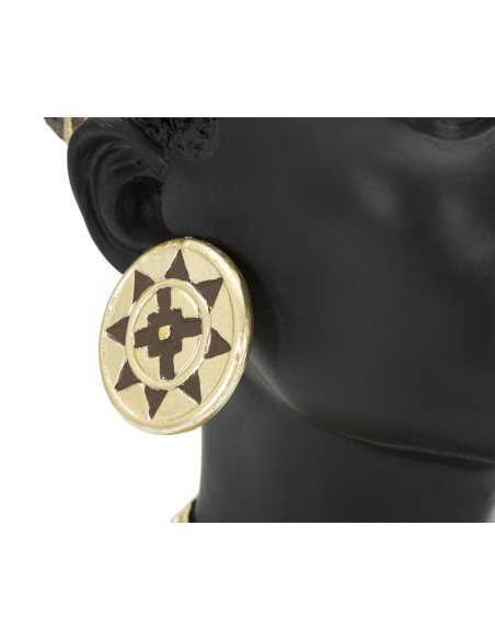 Statuette déco Buste Femme Maasaï Hauteur 45 cm en Résine Noir Doré Zelya 