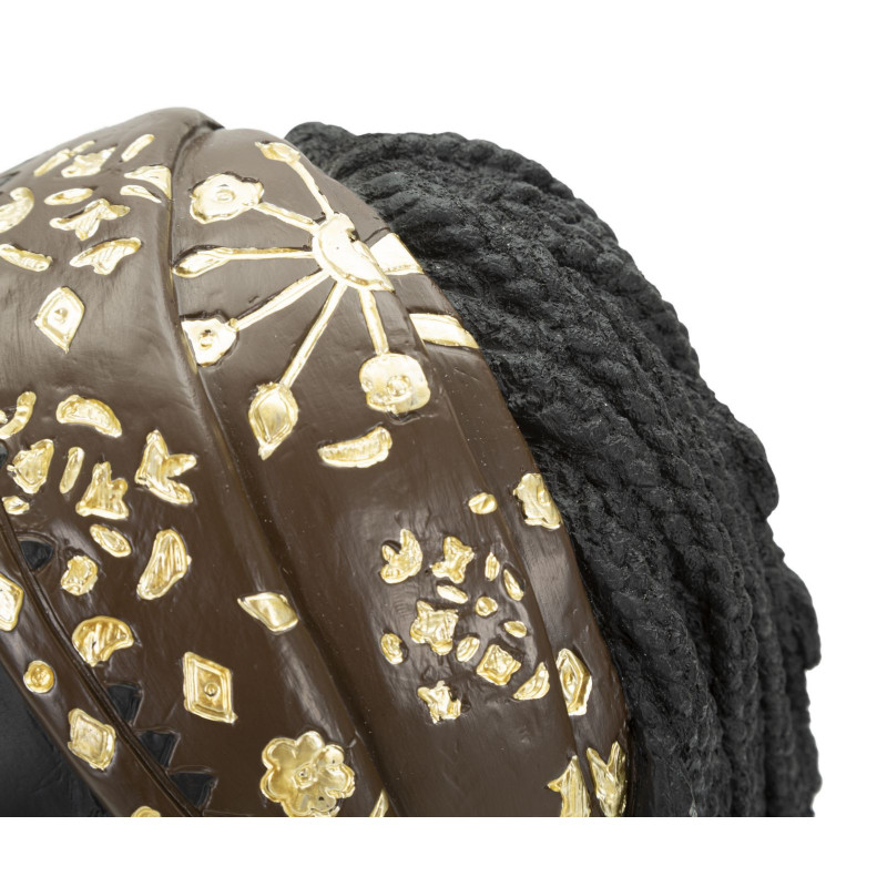 Statuette déco Buste Femme Maasaï Hauteur 30 cm en Résine Noir Doré Yaran 