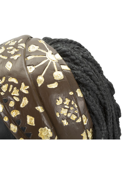 Statuette déco Buste Femme Maasaï Hauteur 30 cm en Résine Noir Doré Yaran 